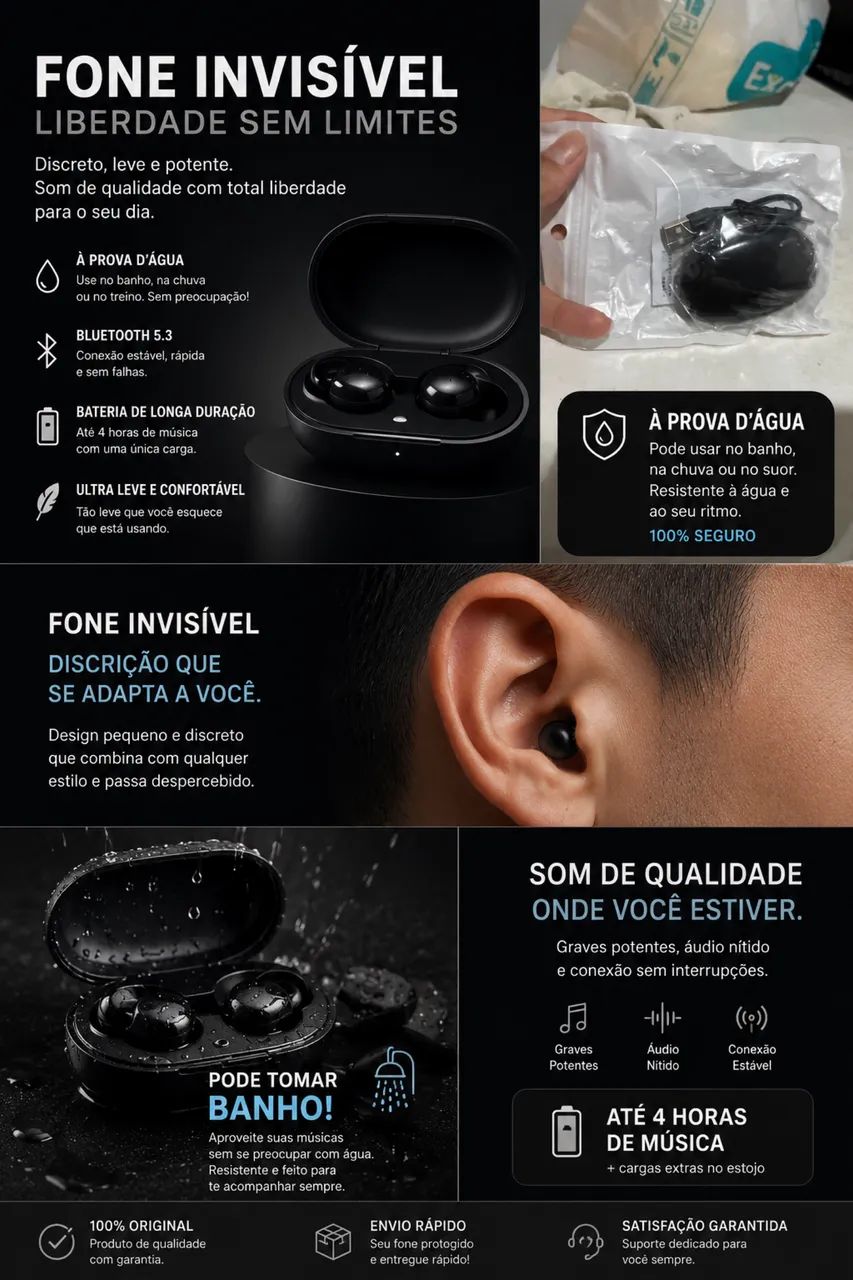 Mini Fone De Ouvido Invisível Bluetooth - Super Discreto