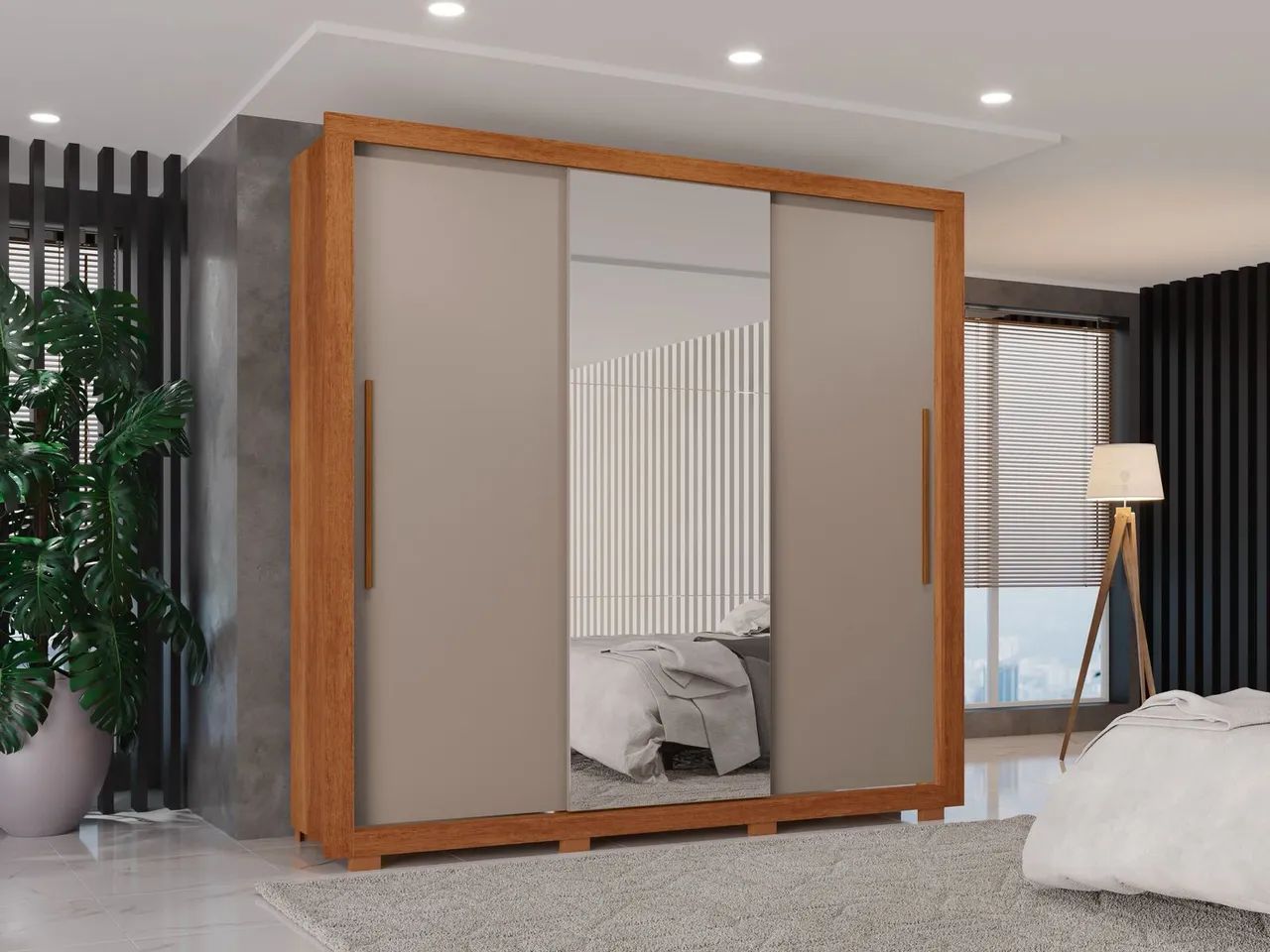 Guarda roupa porta de correr com espelho novo a pronta entrega  - Foto 2