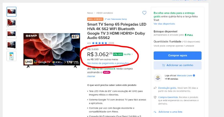 TV SEMP 65 POLEGADAS - NA CAIXA, NUNCA USEI - Foto 2