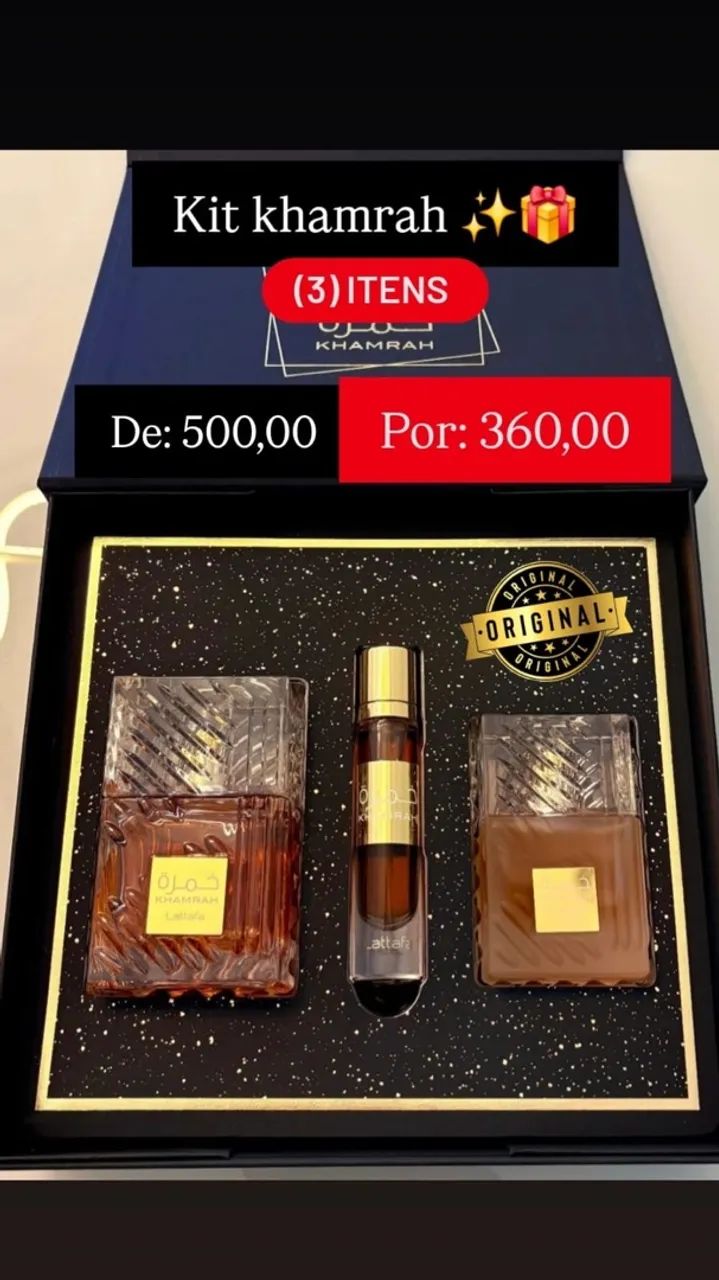 Kit Khamrah Lattafa - Perfume Árabe 3 Itens