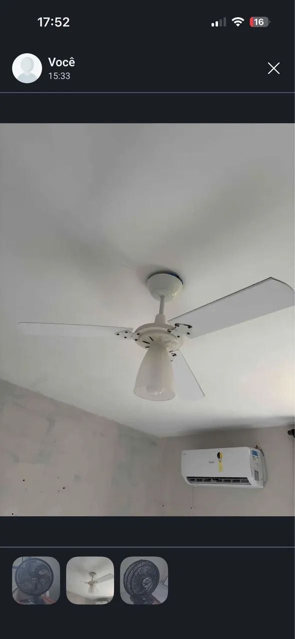 Ventilador de teto Ventisol branco funcionando perfeitamente.