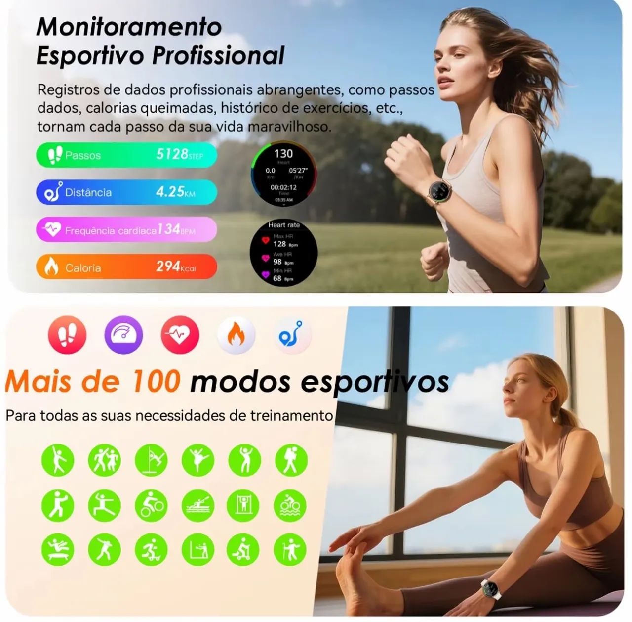 Relógio smartwatch aurafit Ella3 AM28 Bluetooth  - Foto 5