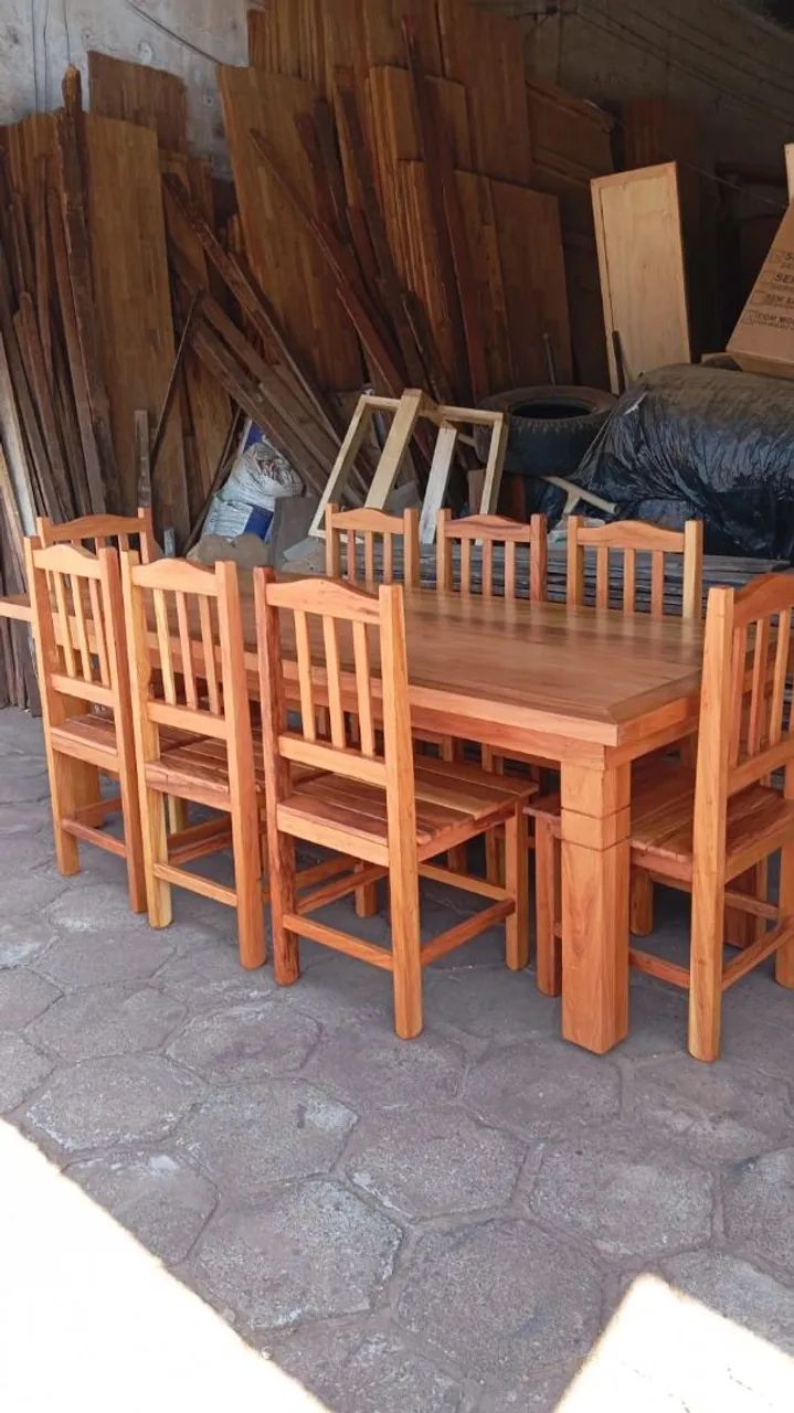 Conjunto mesa com cadeiras Peroba 