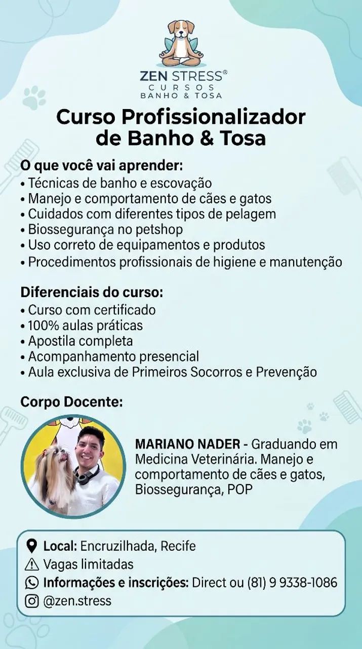 Curso de banho e tosa 