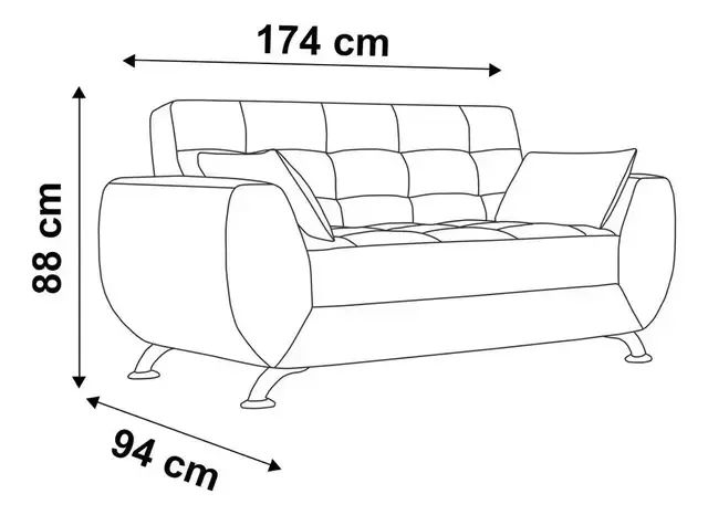 Sofá 2 Lugares Larissa Suede Cinza - Modern