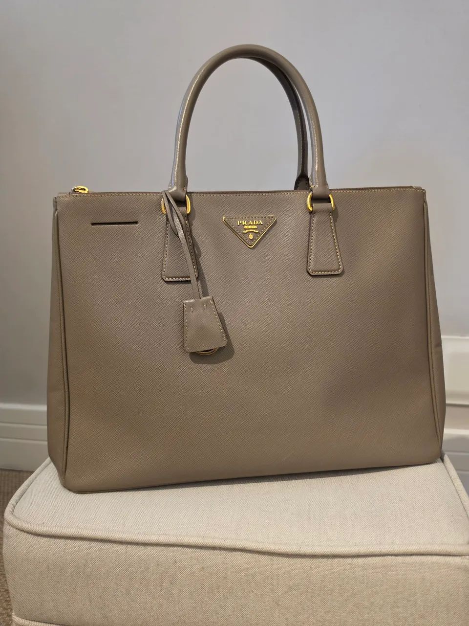 Bolsa Prada saffiano Lux double zip grande