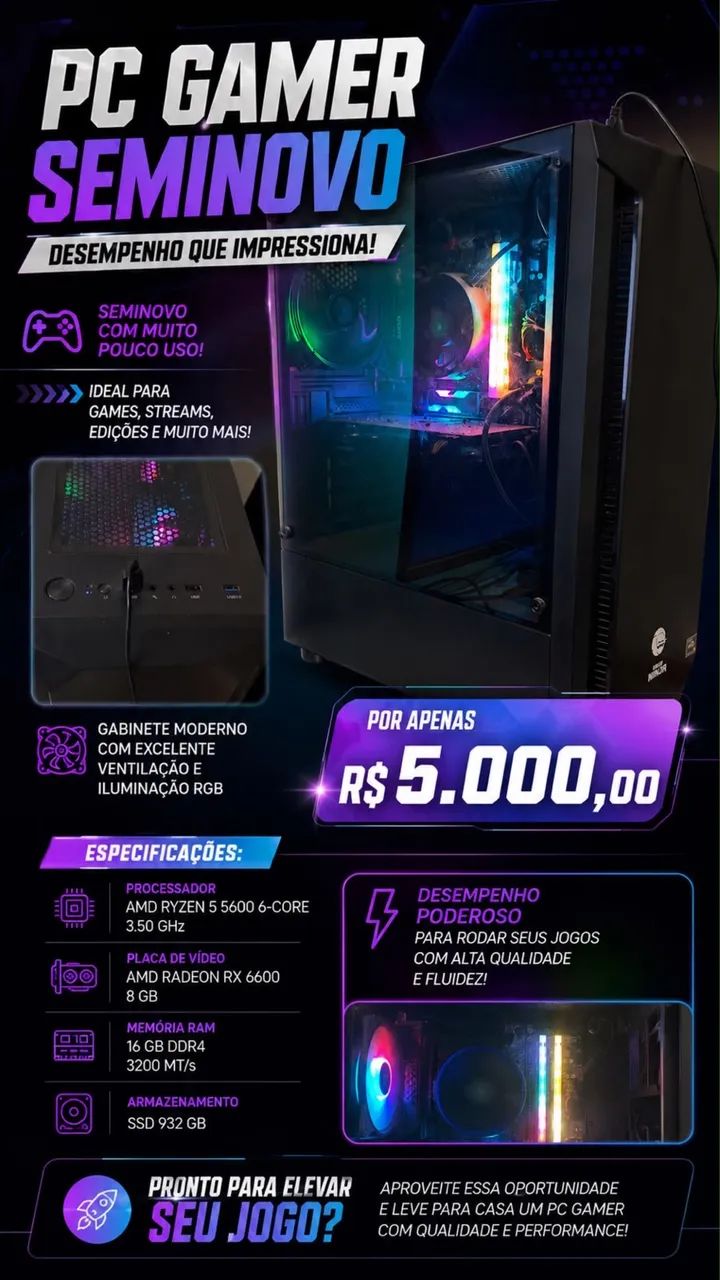 PC GAMER SEMINOVO RYZEN - Foto 2
