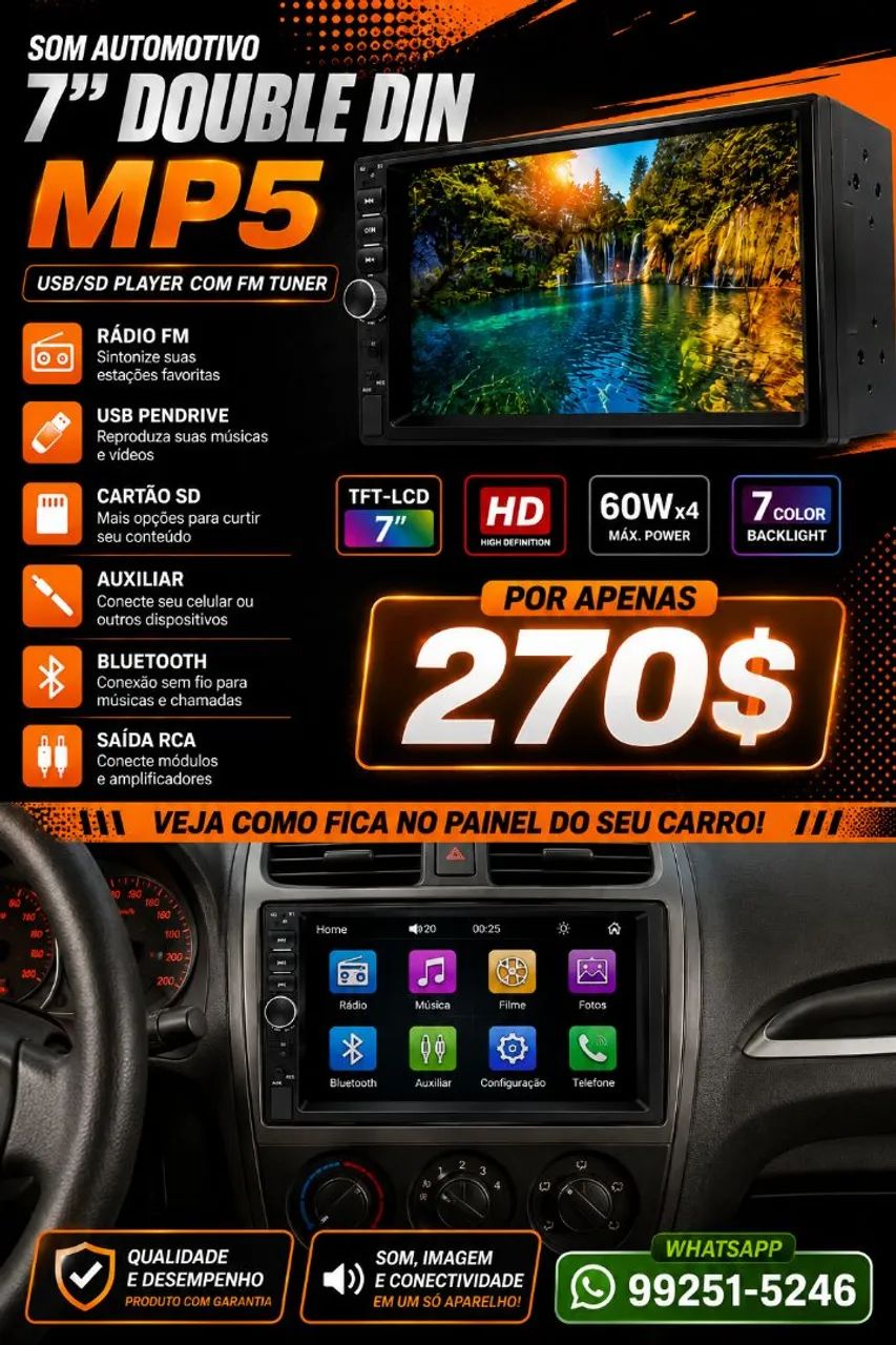 Multimídia Double Din 7 polegadas  - Foto 2