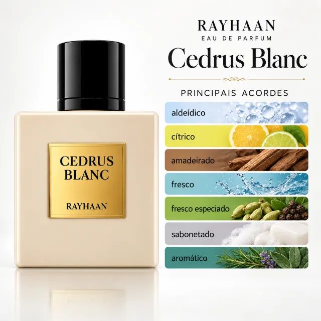 Perfume Rayhaan Cedrus Blanc Unissex 100ml -  Maringá - Foto 3
