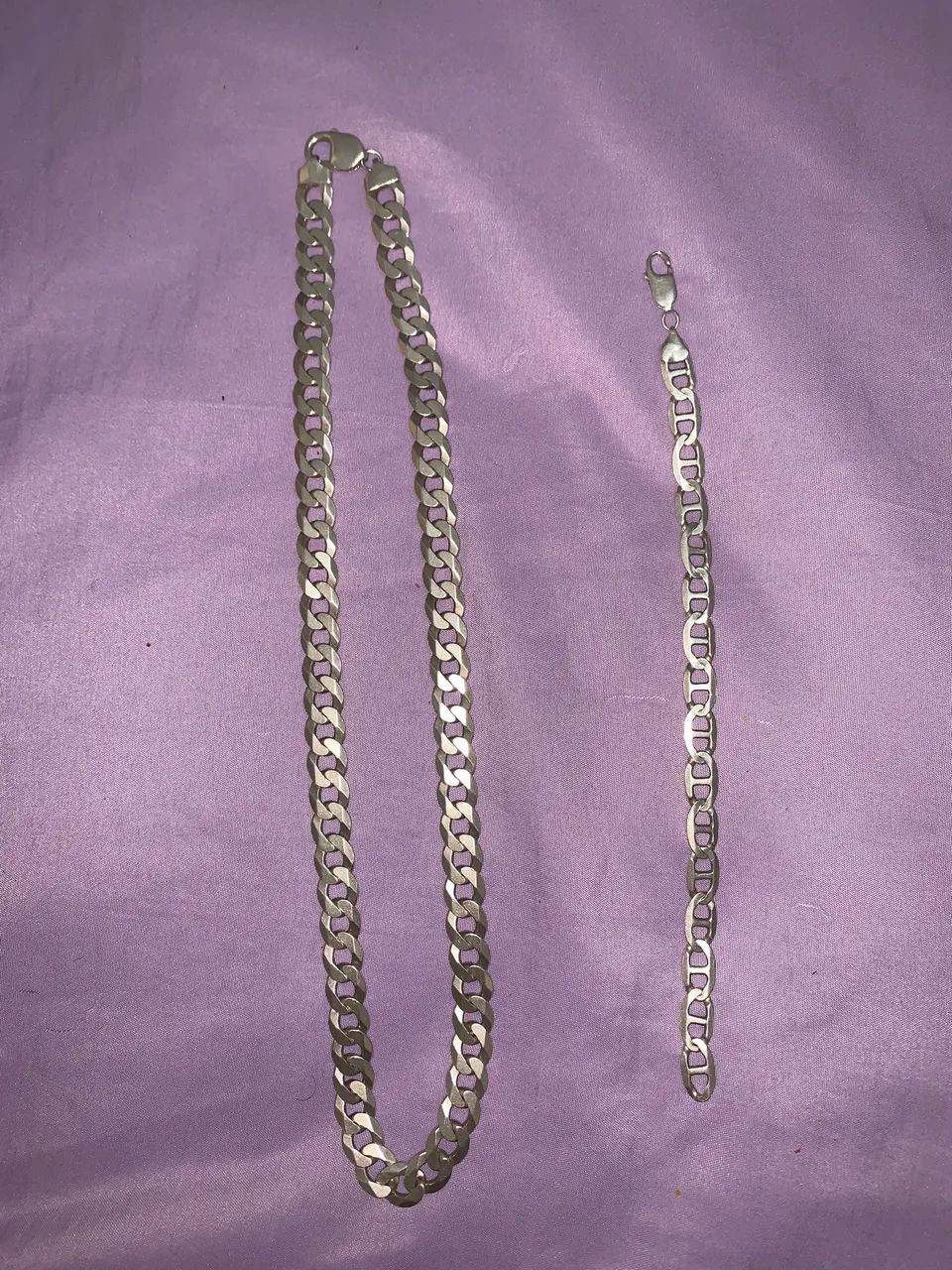 Corrente de prata 1x1 60 cm 12 mm + pulseira de pulso  - Foto 2