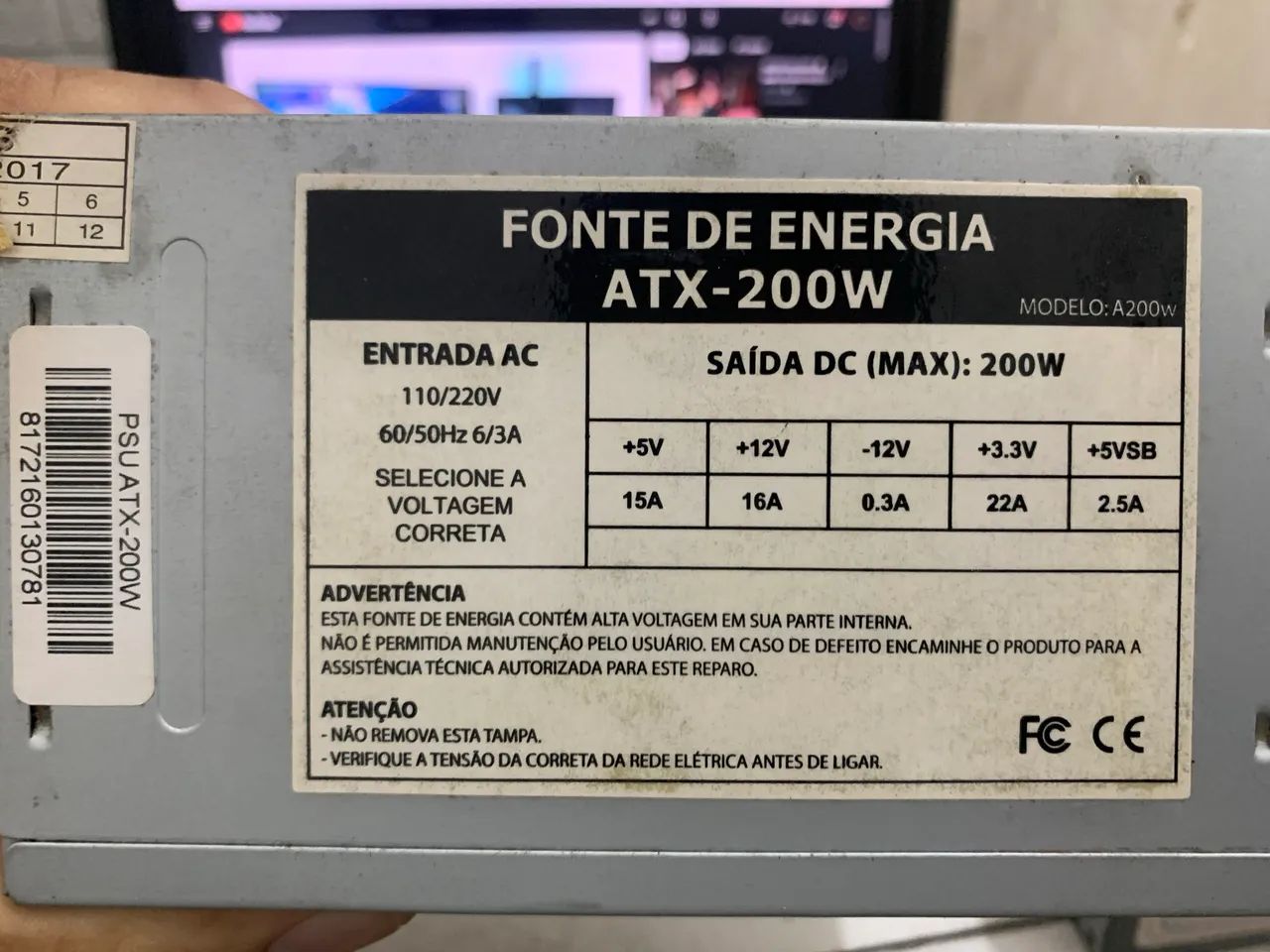 Kit 2 Fontes ATX 200W Para PC Desktop (K-Mex e Genérica) - Funcionando - Foto 2