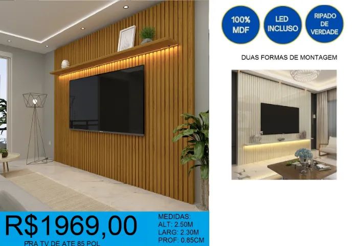 painel- ripado - 100% MDF - compre hoje  e receba em até 72 horas  - Foto 2