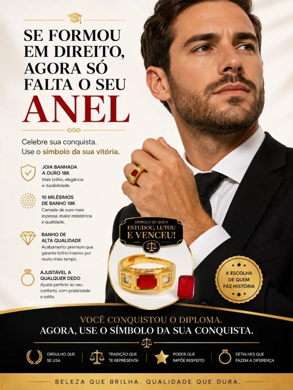 Anel de Formatura de Direito / Advogado