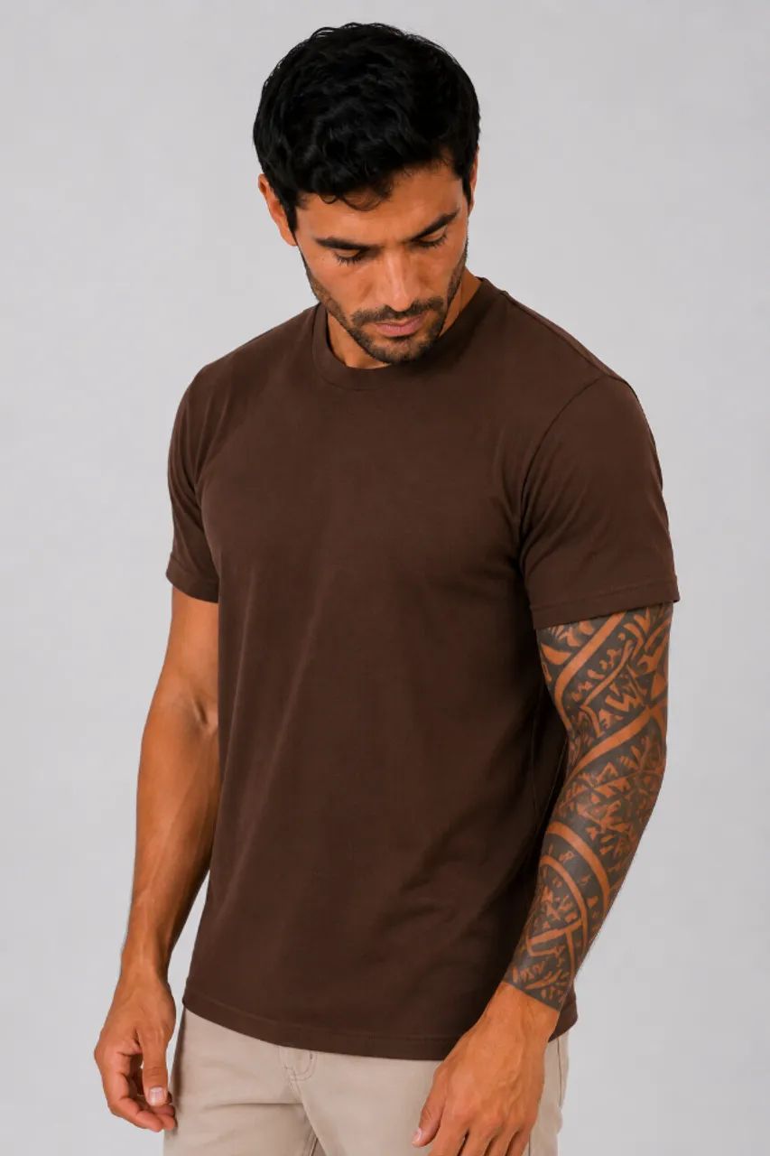 Camiseta Algodão Penteado Marrom