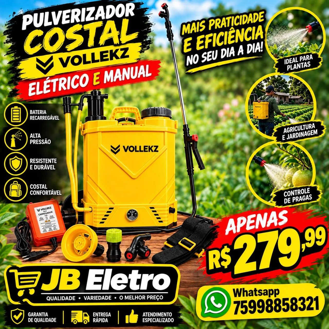 Pulverizador eletrico e manual 