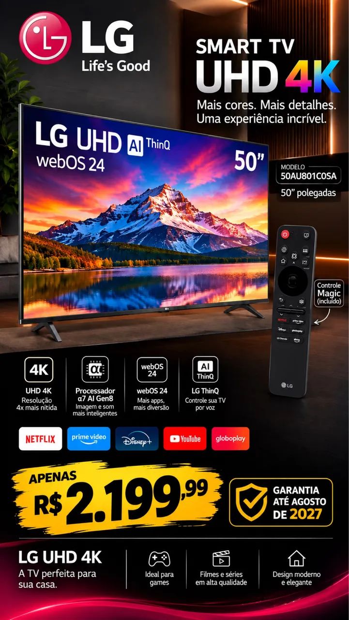 TV LG SMART 50 POLEGADAS 50AU801C0SA