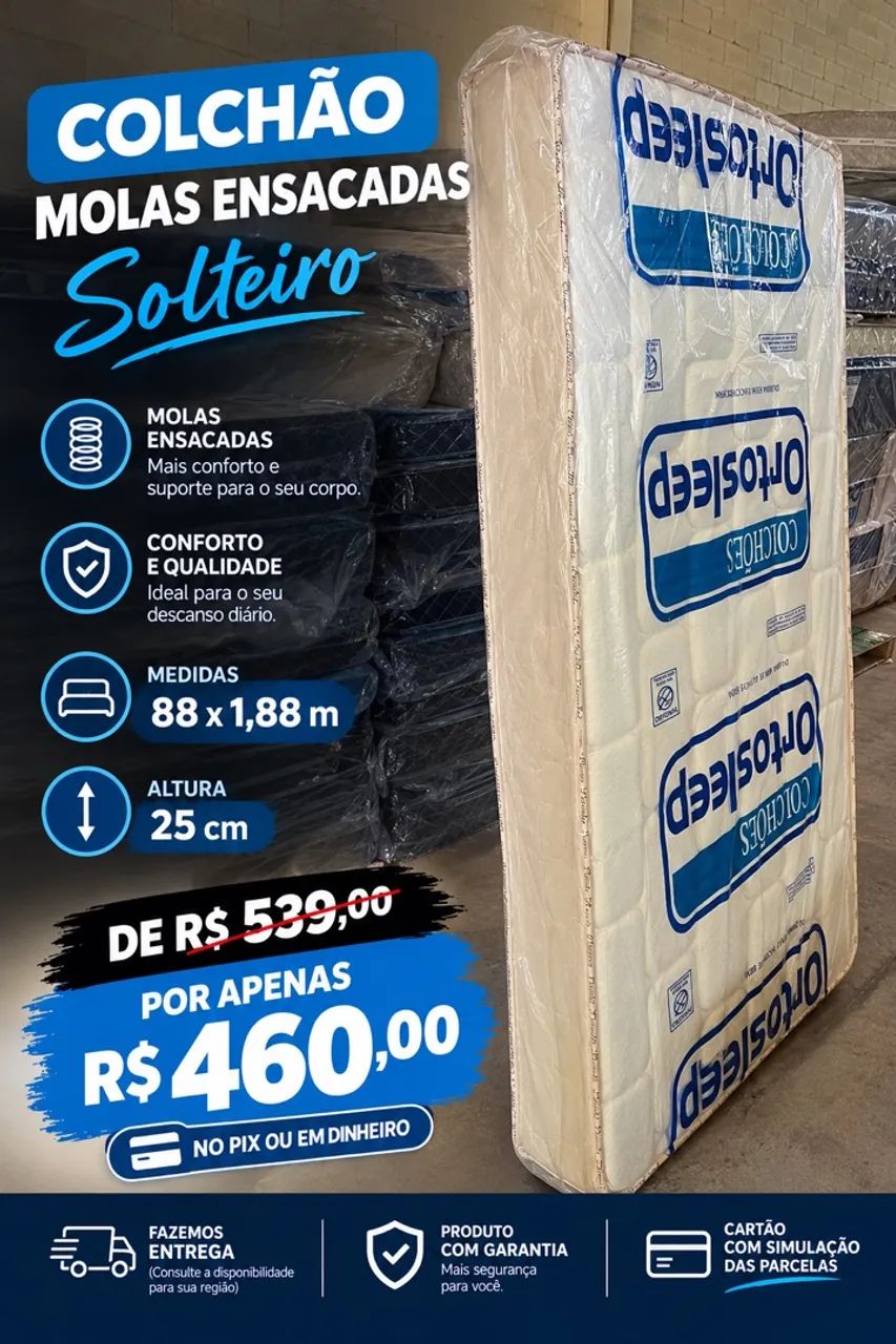 Colchão Solteiro Molas Ensacadas 25cm 