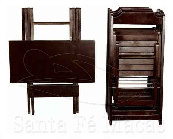 Conjunto de Mesa 70x70 com 4 Cadeiras Dobráveis - Madeira Teca/Imbuia - Foto 2