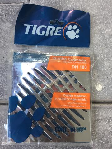 5 Grelhas Cromadas + 5 Porta Grelha e 1 Ralo Sifonado Cônico 100x40 Tigre. Produto Novo - Foto 3