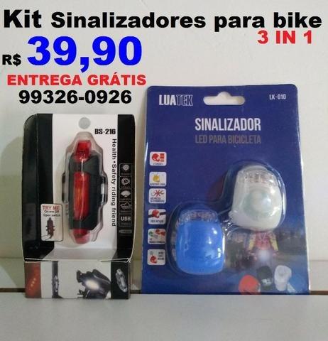 Kit de Sinalizadores para Bike 3in1 (entrega grátis)