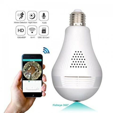 Lâmpada Espiã Câmera Ip Led Wifi Hd Panorâmica 360º Celular - Foto 2