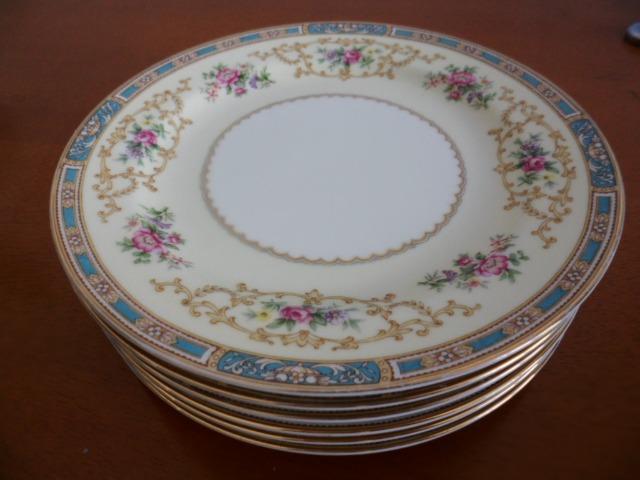 6 Pratos de Salada (Saucer Plates) Porcelana Chinesa Noritake 5032 Colby Blue