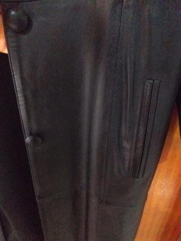 Sobretudo preto de couro legítimo veste 46 - Foto 5