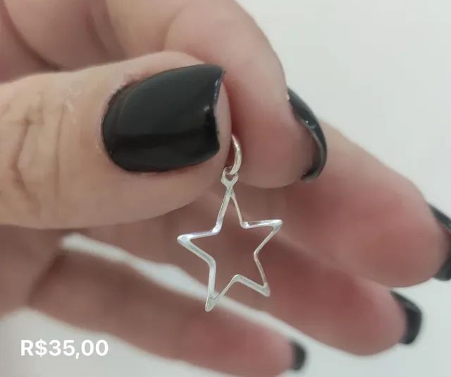 Pingente estrela vazada de Prata 925 legítima