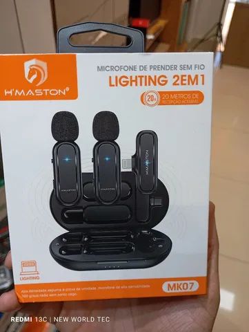 Microfone de lapela duplo sem fio
