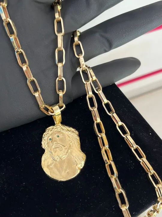 Cordão de Ouro com Pingente de Jesus - 18K - Foto 6