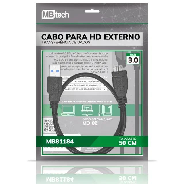 Cabo Para Hd Externo 3.0 50cm Mbtech Mb81184 - Foto 2