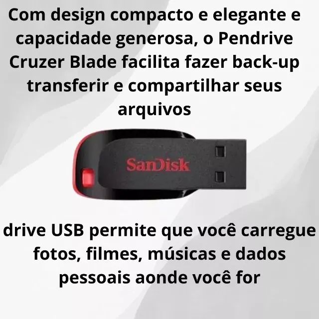 Pendrive Sandisk Cruzer Blade 128gb Original Lacrado - Loja Natan Abreu  - Foto 2