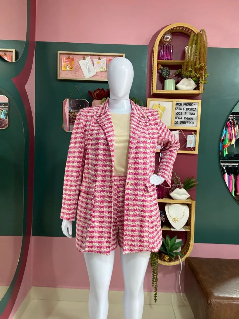 Conjunto plus size de tweed pink 44/46 - Foto 4