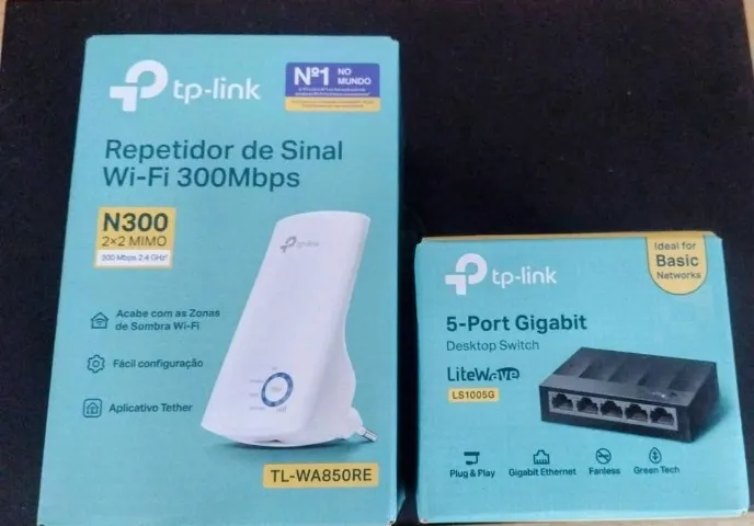 Repetidor de sinal N300 tp-link + Switch Gigabit LS 1005G tp-link