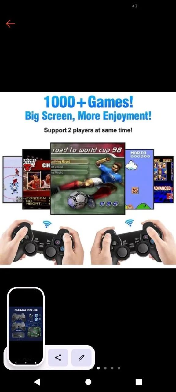 Console de Vídeo Game com 20.000 jogos - 2.4G Wireless Gamepad - Foto 4