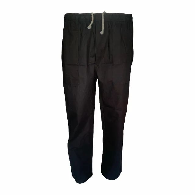 CALÇA BRIM PRETA COM ELÁSTIC E CADARÇO - 4 BOLSOS 