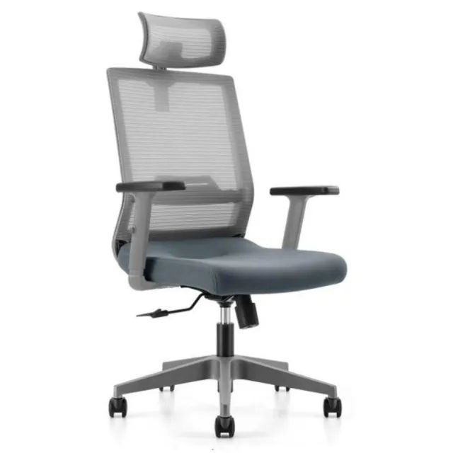 Cadeira Presidente Ergonômica Tela Cinza Apoio De Cabeça Conforto Premium - 30091