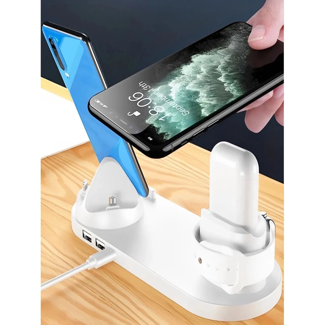 Carregador por indução 6 em 1 para Celulares, Relógios e Fones  - Foto 2