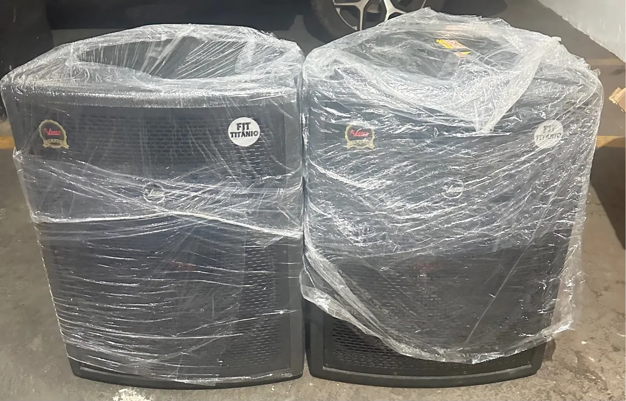 CONJUNTO DE CAIXAS DE SOM LEACS FIT 550 - ATIVA + PASSIVA - 15 TITÂNIO