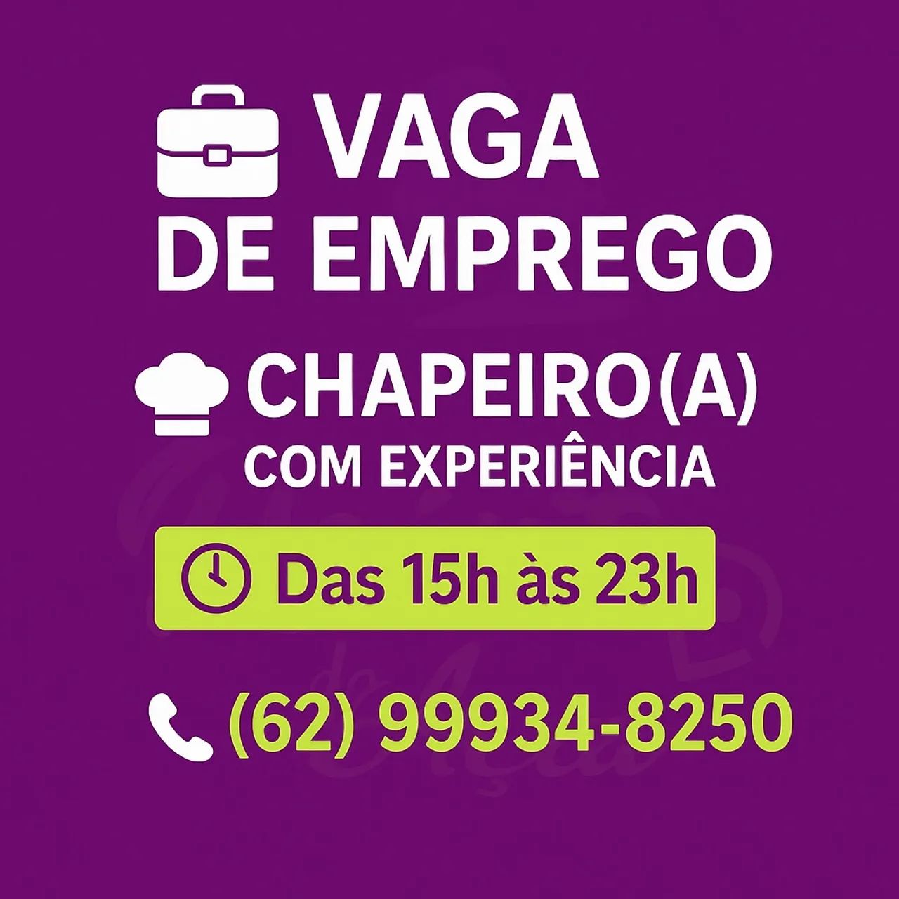 Vaga para chapeiro(a)