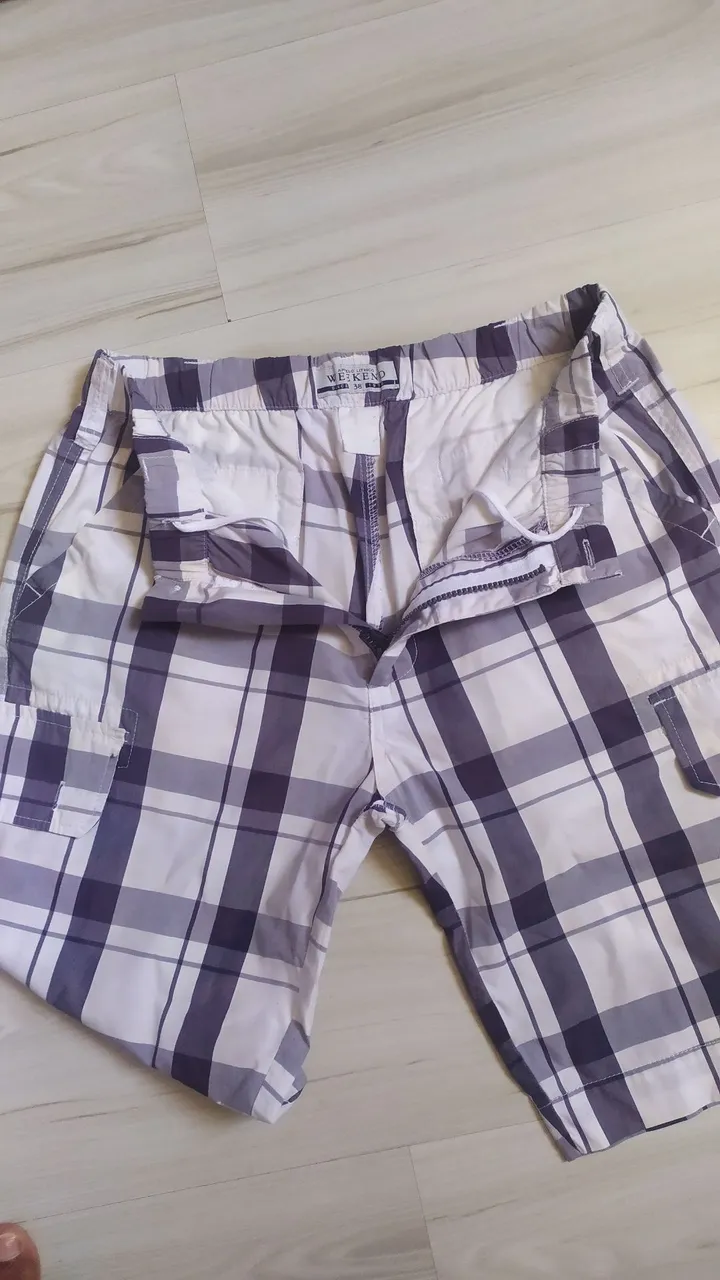 Shorts xadrez e short Tactel número 38. Hoje disponível