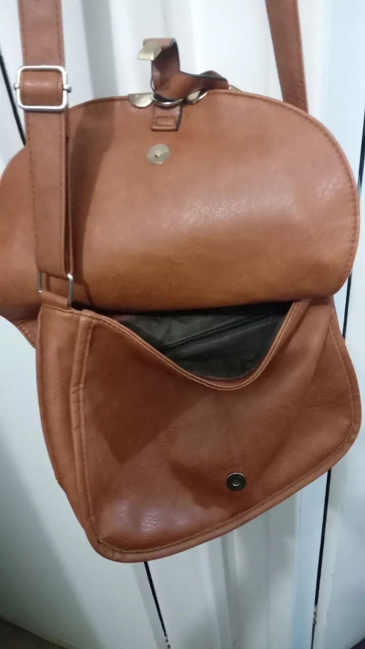 Bolsa de ombro marrom claro - Foto 4