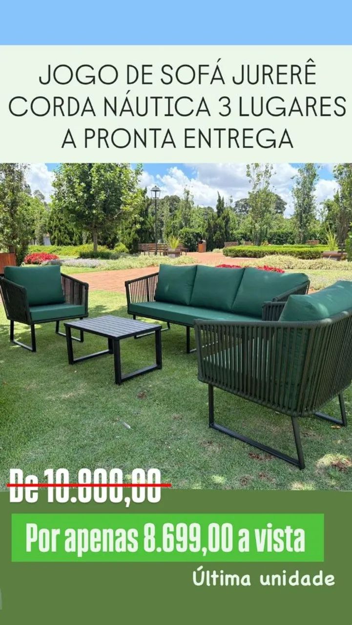 SOFA JURERÊ  DE 3 LUGARES, ALUMÍNIO E CORDA NÁUTICA 
