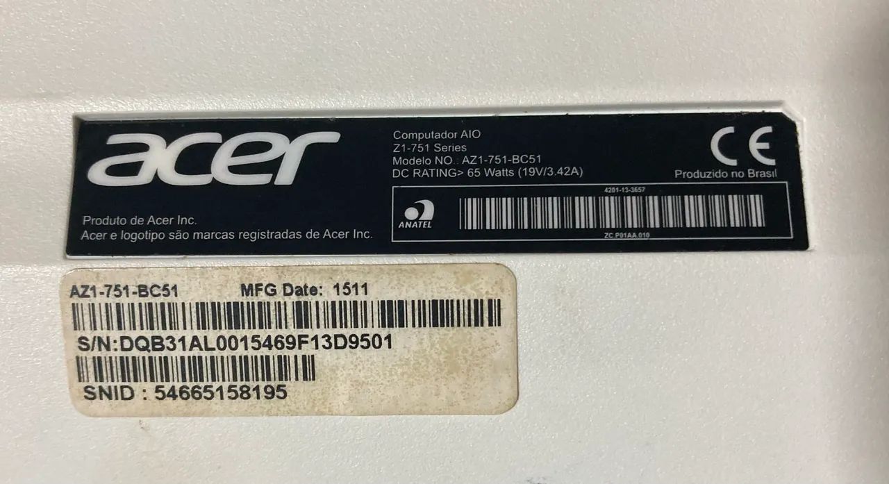 Carcaça Acer All In One Az1-751-bc51 Branco - Foto 3