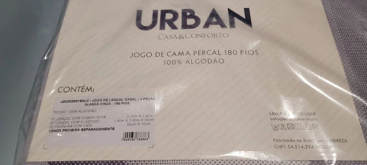 100% algodão 180 fios jogo cama casal urban novo - Foto 3