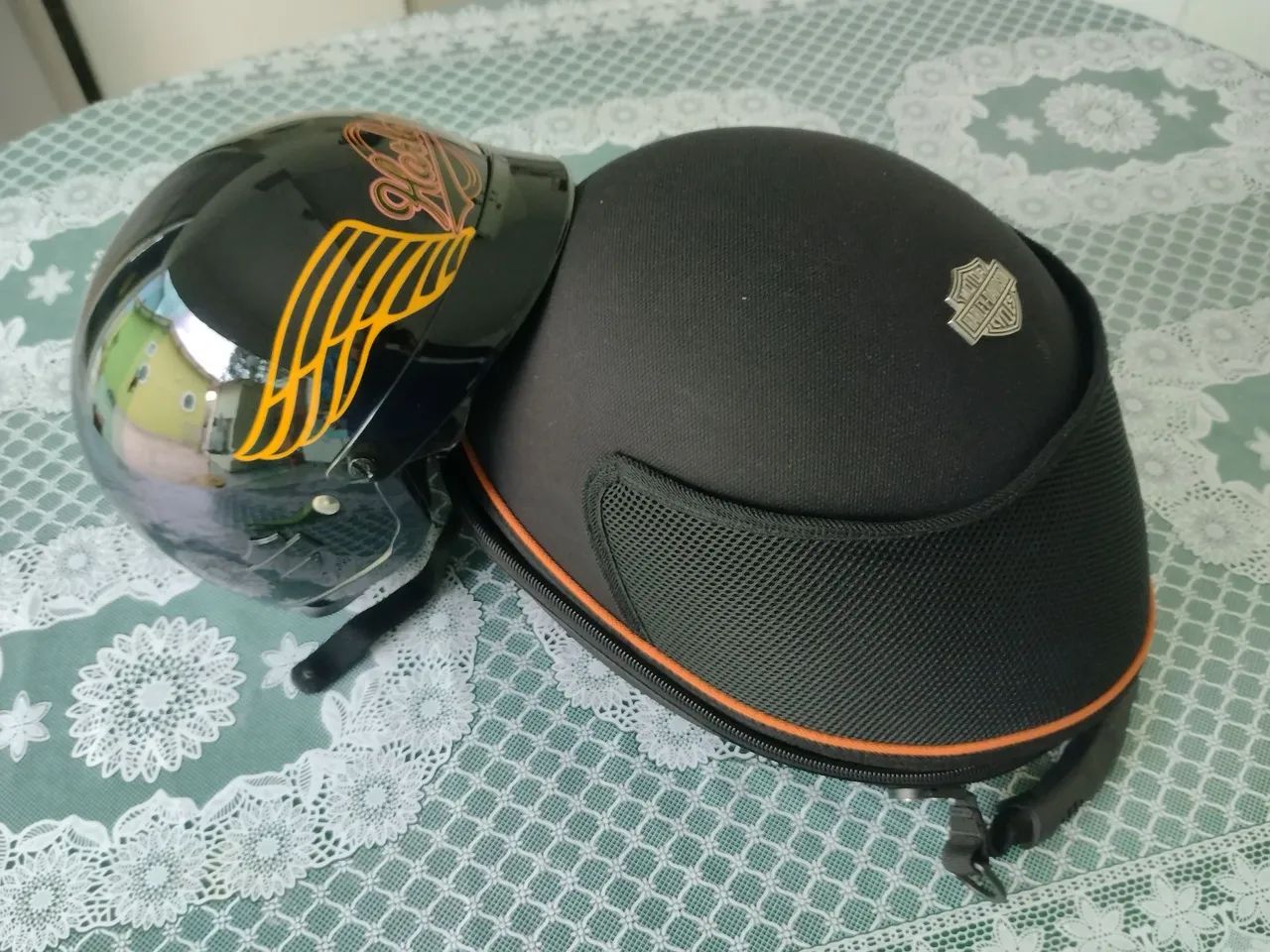 CAPACETE AMERICANO ESTILO OLD SCHOOL - ORIGINAL HARLEY DAVIDSON  - Foto 4