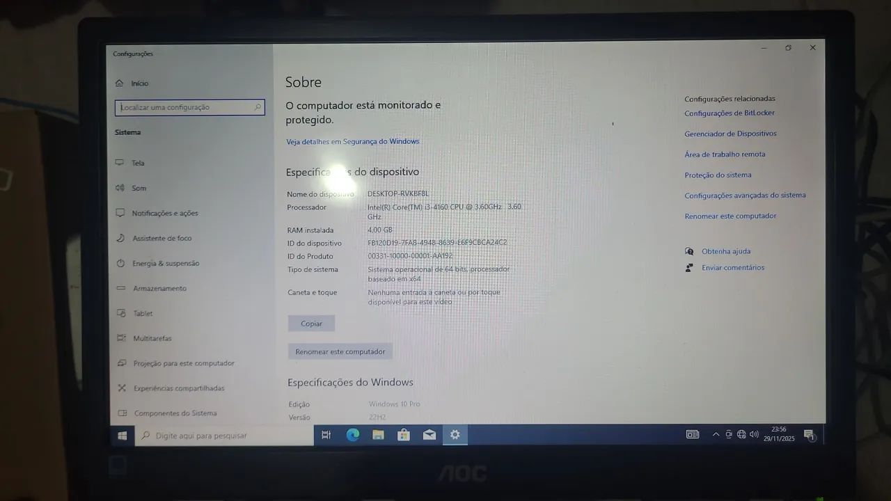 PC i3-4160 3.6GHz 4GB da RAM 