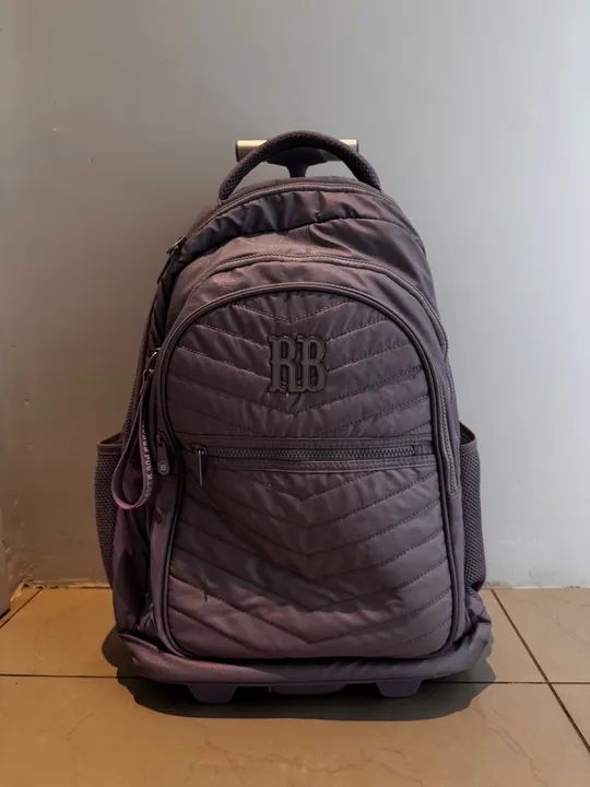Mochila de rodinhas com rodinhas - lavanda - Foto 3