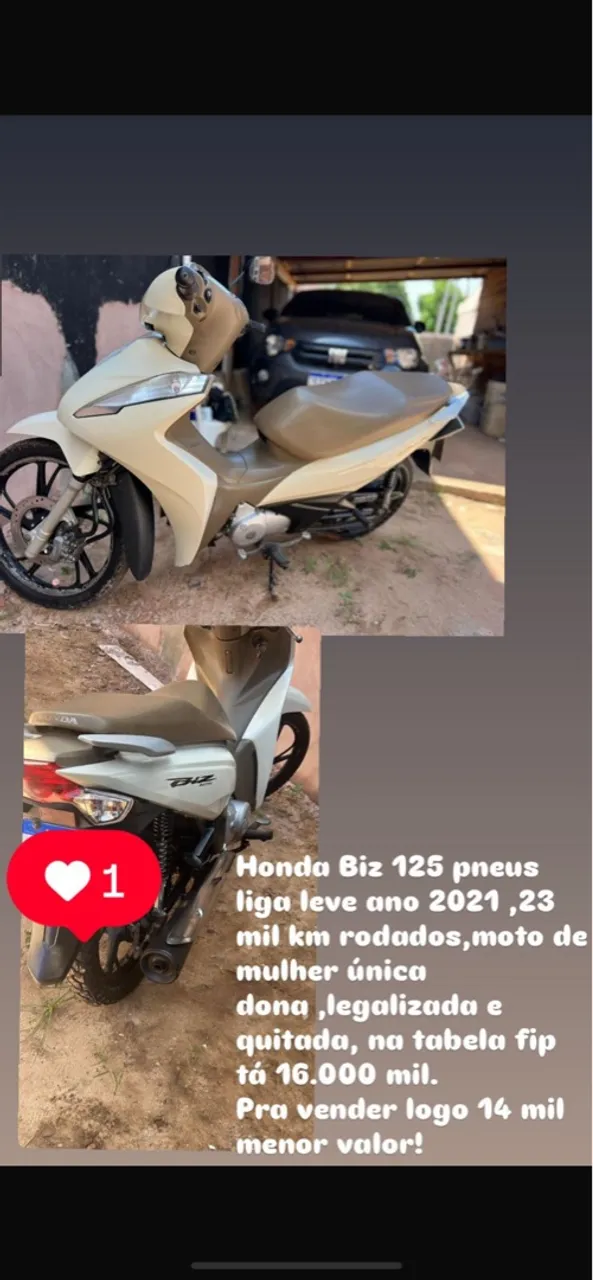 Honda biz semi nova única dona 