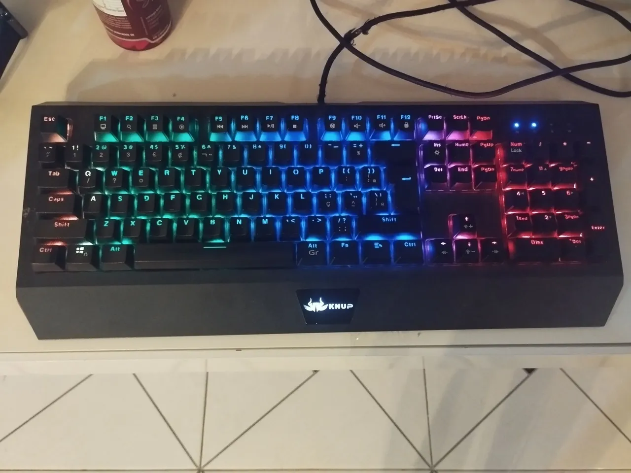 Teclado Gamer RGB KNUP mecânico switch azul